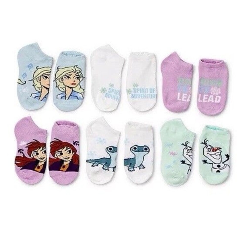 Girls Disney FROZEN Low Cut Socks 6-Pair Pack Size 6-8.5 (Shoe Size 7.5-3.5) NEW